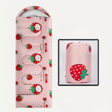 (Strawberry) Portable Envelope Sleeping Bag, All Seasons Universal Surface Waterproof, Inner Cotton Warm Sleeping Bag