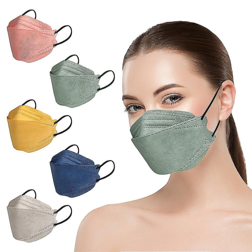 (Navy Blue, 10pcs) Kn95 Face Masks Fish Mask Adult Morandi Ffp2 Mask 4 Layer Protective Masks Kf94 Masks