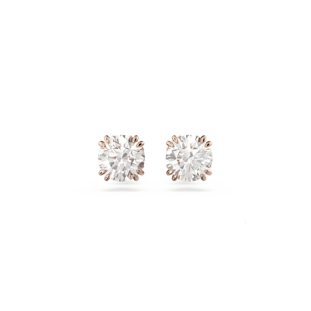 Swarovski Constella Stud Round Cut White Rose Gold-Tone Plated Earrings 5638801