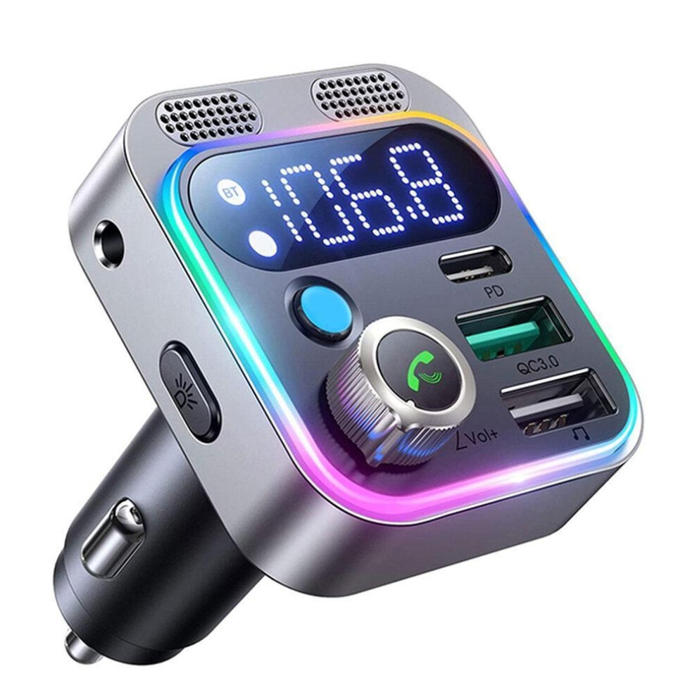 Car Bluetooth 5.0 FM Transmitter For Car FM/AUX Bluetooth Adapter Car Charger Bass Boost 3 Ports Charger Bluetooth Adapter