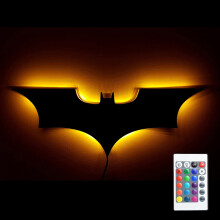 (Battery) Creative 3D Bat Wall Lamp RGB LED Bedside Room Bar Decorative Light with Remote Control for Bedroom Living Room Porch