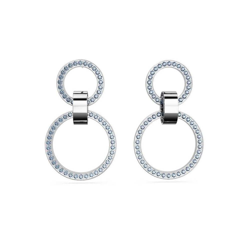 Swarovski Hollow Blue Rhodium Plated Hoop Earrings 5663503