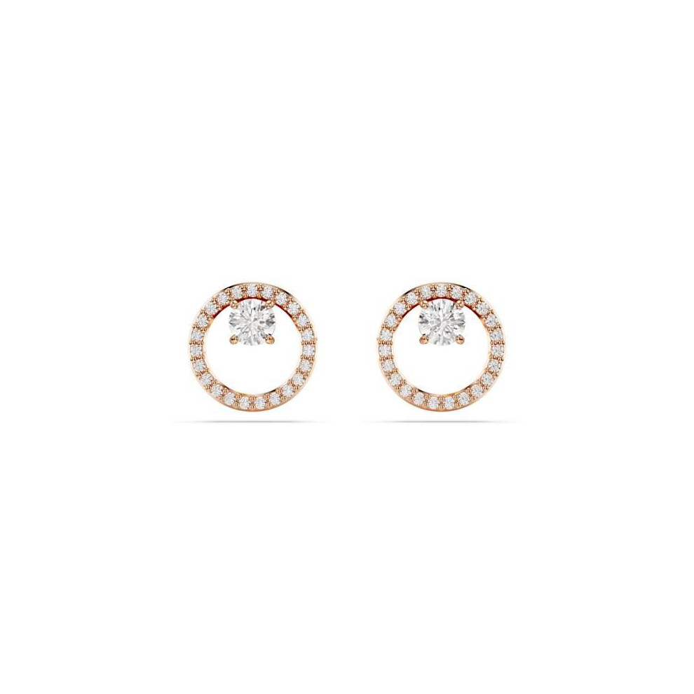 Constella Rose Gold-tone White Round Cut Stud Earrings 5692263