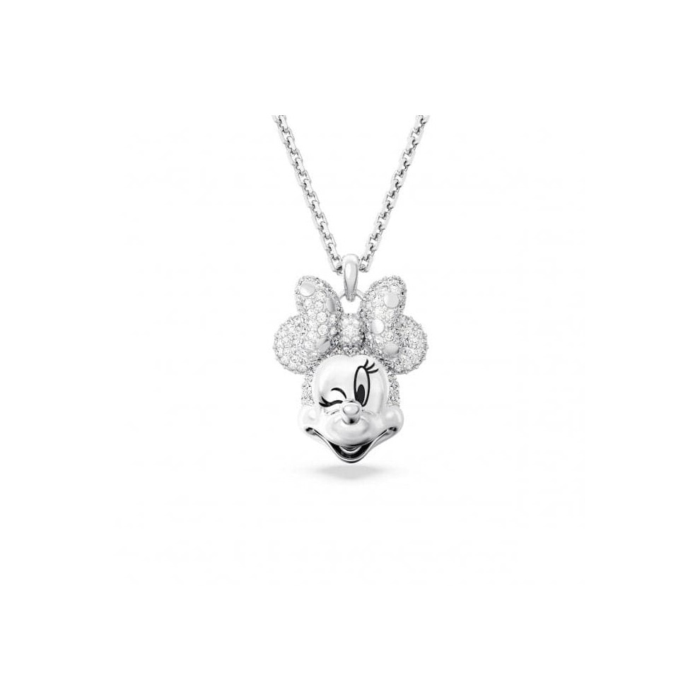 Swarovski Disney Minnie Mouse Head Shape Rhodium Plated White Necklace 5667612