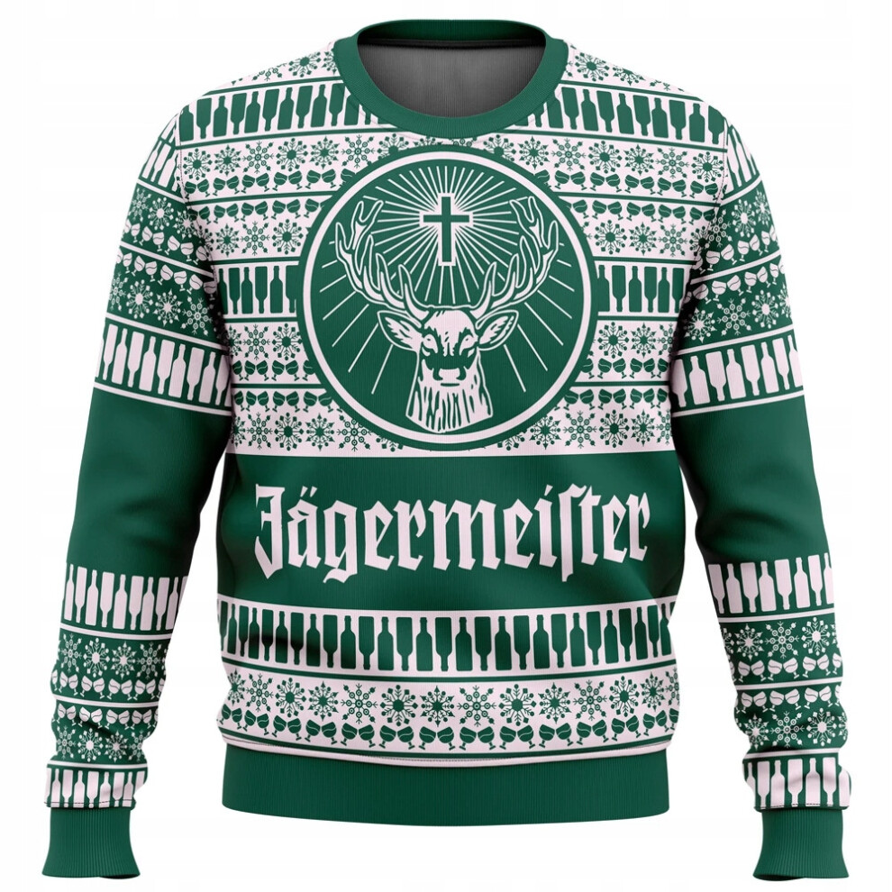 (Green, M) Bebetter Jagermeister Ugly Christmas Sweater Pullover Men's 3d Sweatshirt Tops Autumn And Winter Clothing A-xdd