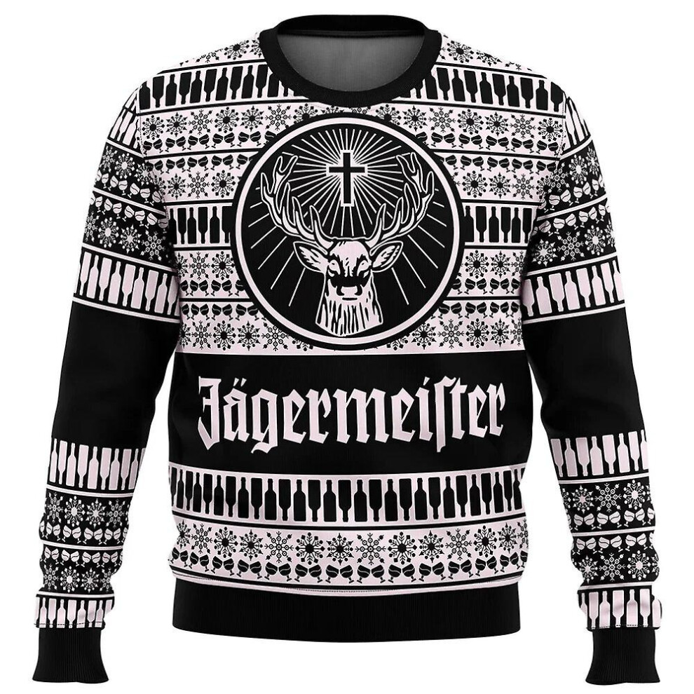 (Black, 2XL) Bebetter Jagermeister Ugly Christmas Sweater Pullover Men's 3d Sweatshirt Tops Autumn And Winter Clothing A-xdd