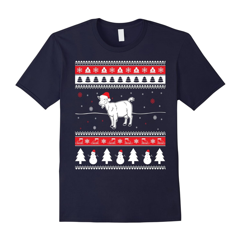 (M) Goat Pet Lovers Ugly Christmas T-Shirt-Father's Day