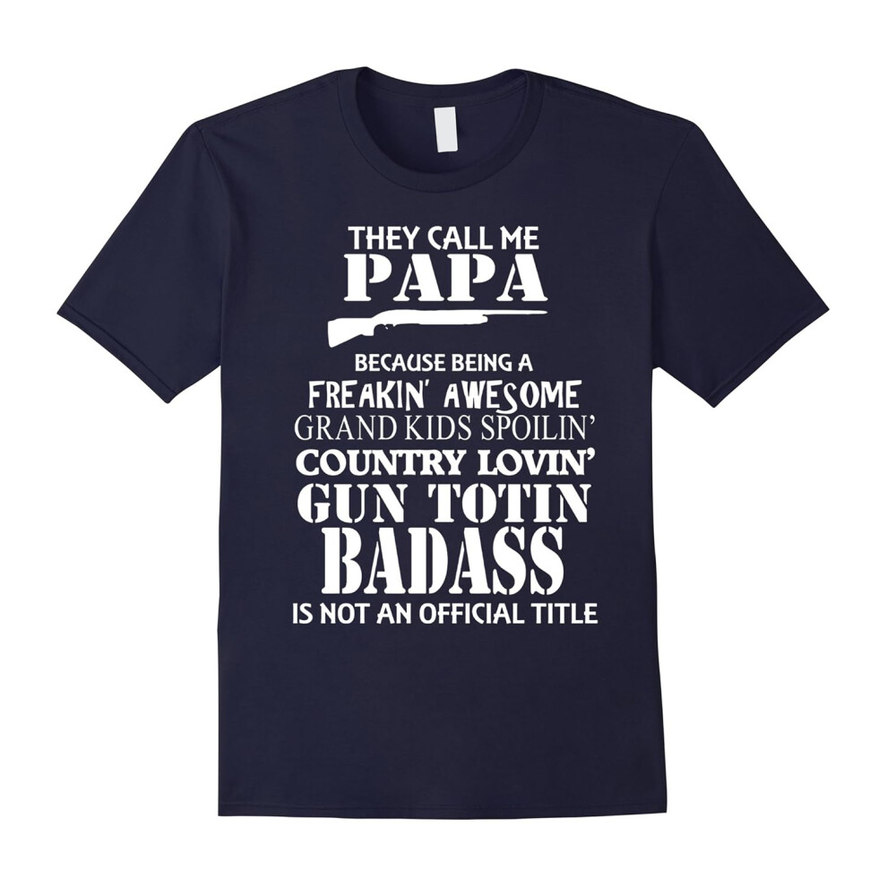 (XL) Men's Veteran Papa Father's Day Gifts For Gun Lover Badass Dad Tee-Father's Day