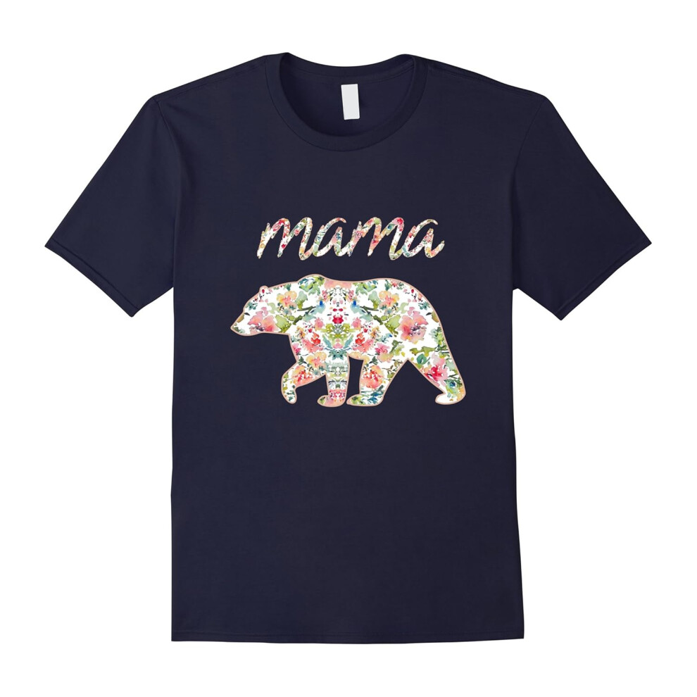 (M) Mama Bear Floral Tee, Mom Graphic T-Shirt, Matching Family-Father's Day