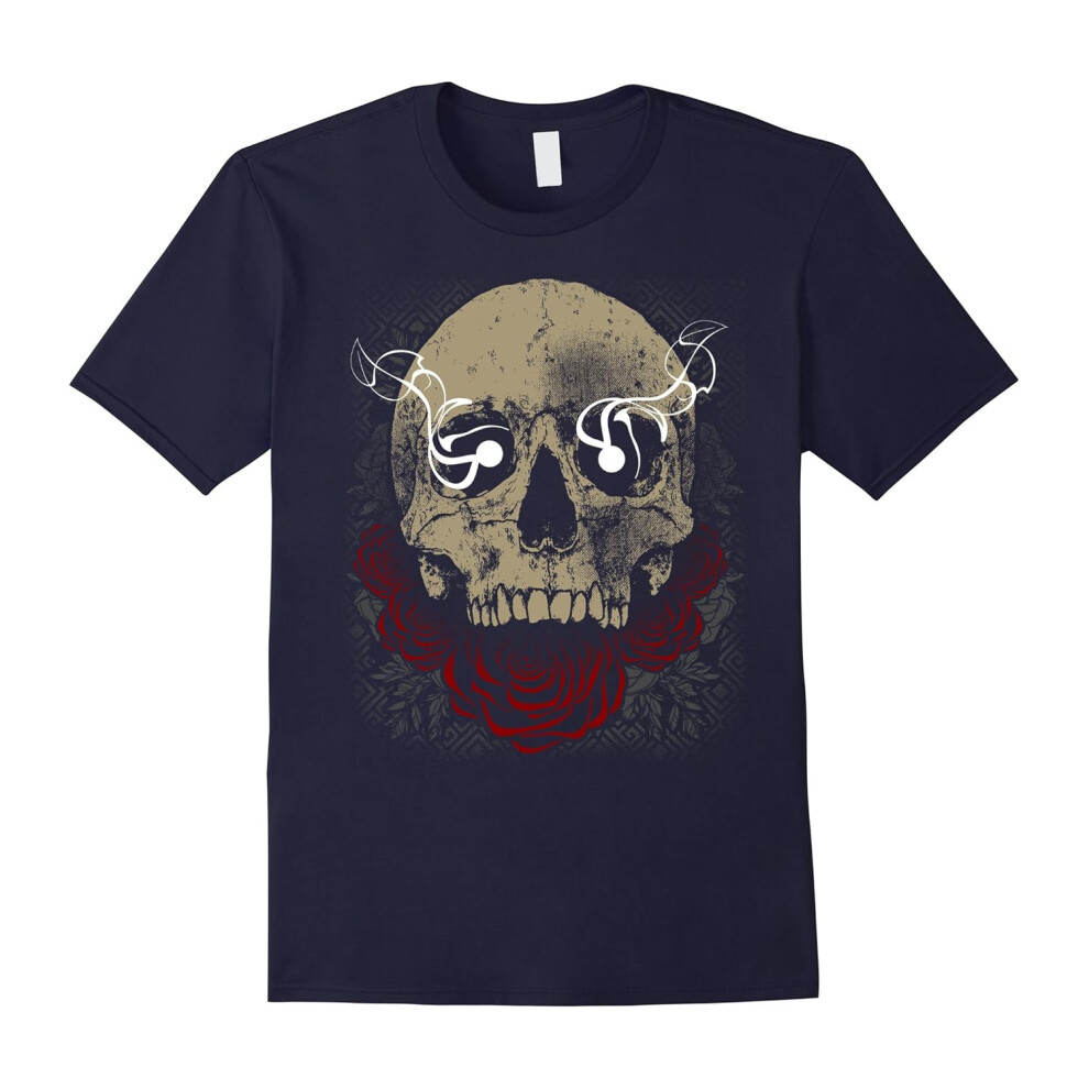 (L) Glaring Skull Smolder Rose Gothic Dead Beauty Love T-shirt-Father's Day