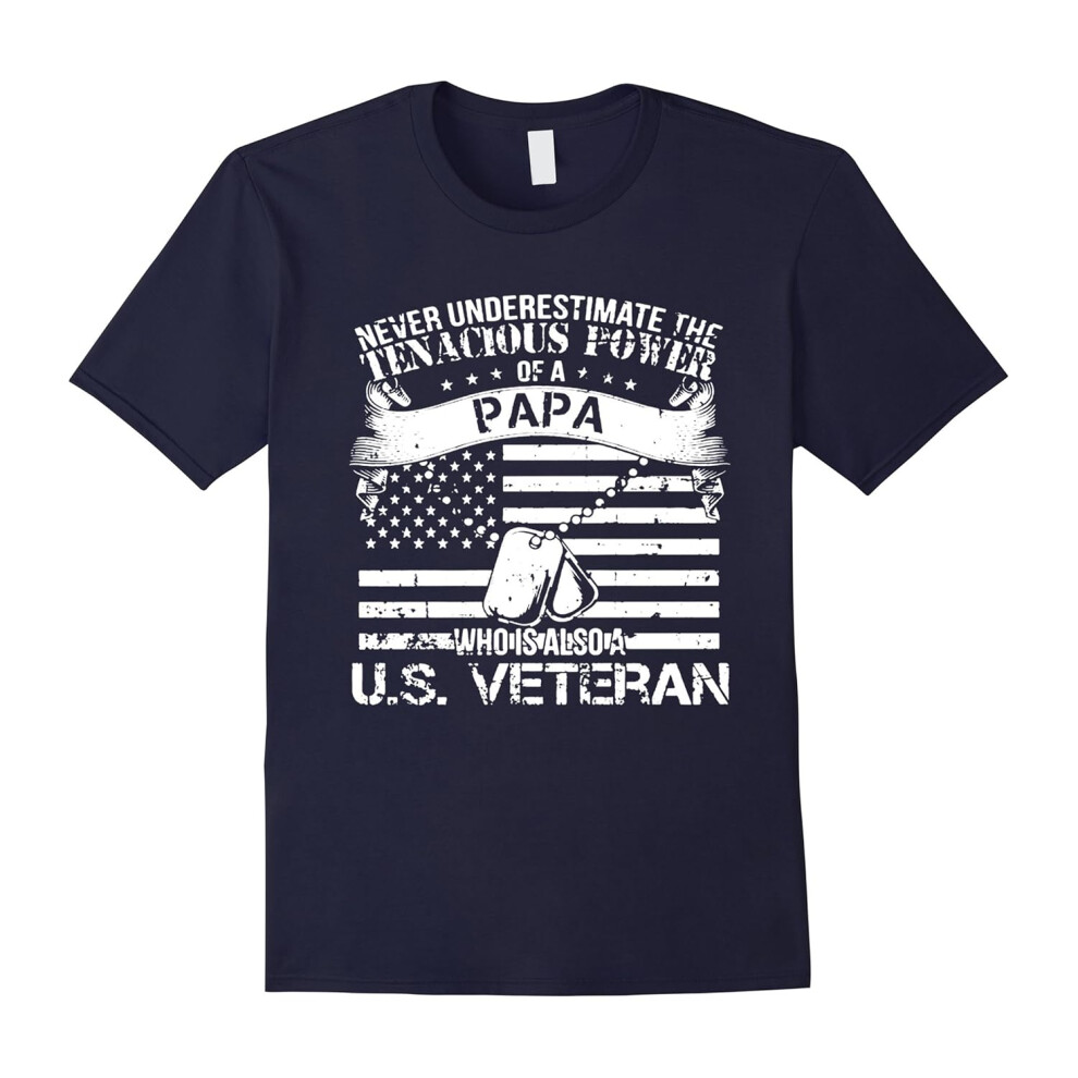 (M) Veteran & A papa T-shirt Father's Day gift tee-Father's Day