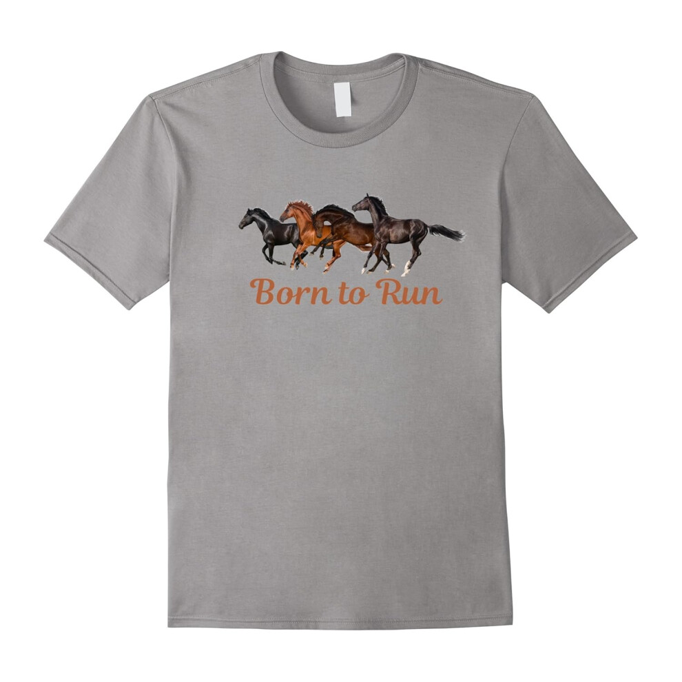 (XL) Horses T-Shirt Born to Ride Horse Lover Girls Boys Shirt-Father's Day