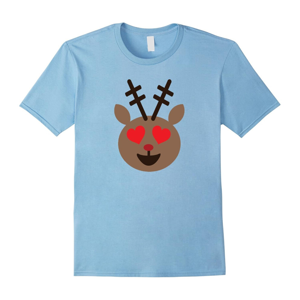 (XL) Reindeer Emoji in Love With Hearts Eyes Funny T-Shirt-Father's Day