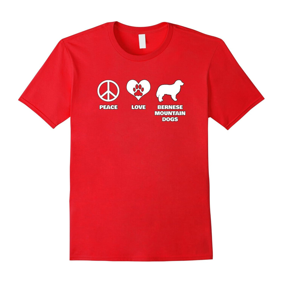 (M) Peace Love Bernese Mountain Dog Funny Dog Lover T-Shirt-Father's Day