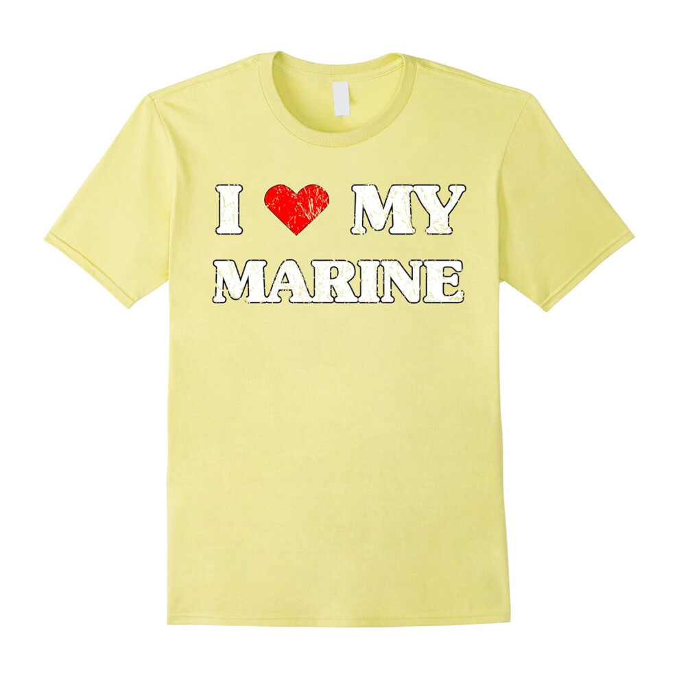 (M) I Love My Marine Shirt Vintage Distressed Look-Father's Day