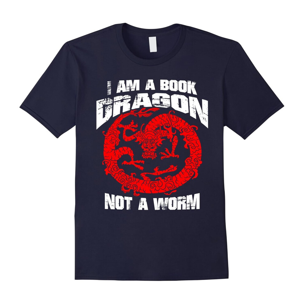 (S) I Am a Book Dragon Not a Bookworm t shirt Gift Tee for Readers Funny Book Lover T-Shirt-Father's Day