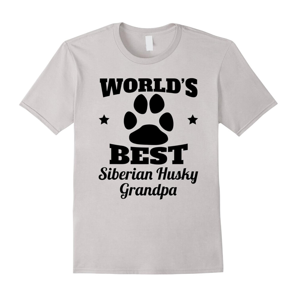 (L) Men's World's Best Siberian Husky Grandpa Dog Lover T-Shirt-Father's Day