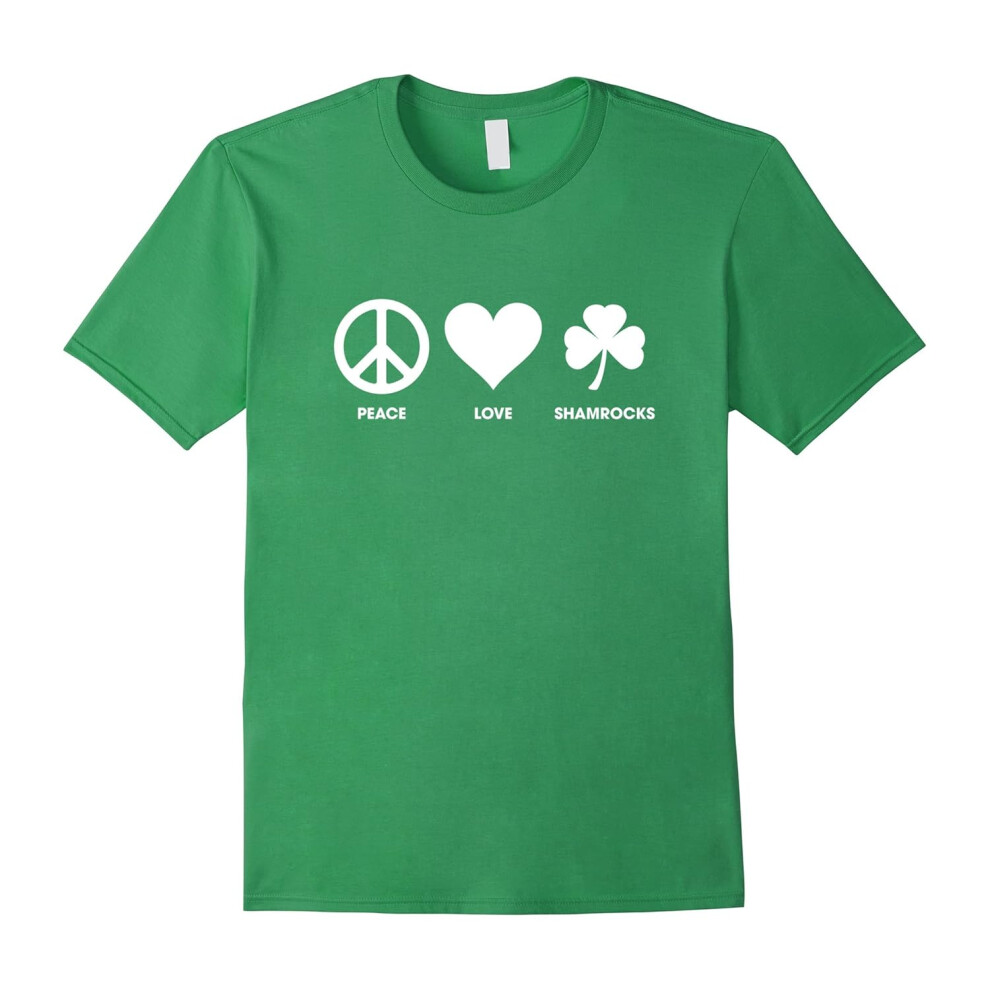 (XXXL) TumbleTee Unisex Peace Love Shamrocks St. Patrick's Day T-shirt-Father's Day