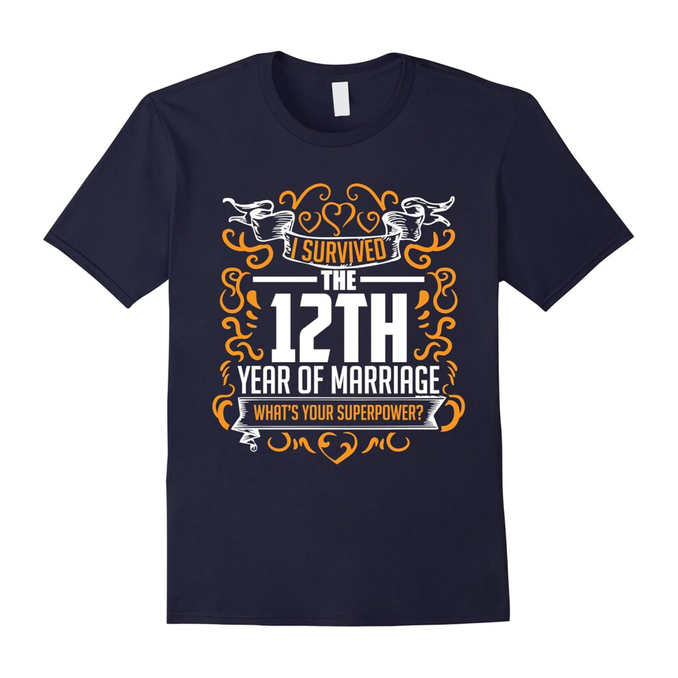 (M) 12th Wedding Anniversary Gifts 12 Year T Shirt For Her & Him-Father's Day