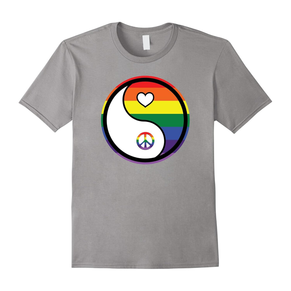 (XL) Yin Raing Rainbow Peace and Love Shirt-Father's Day