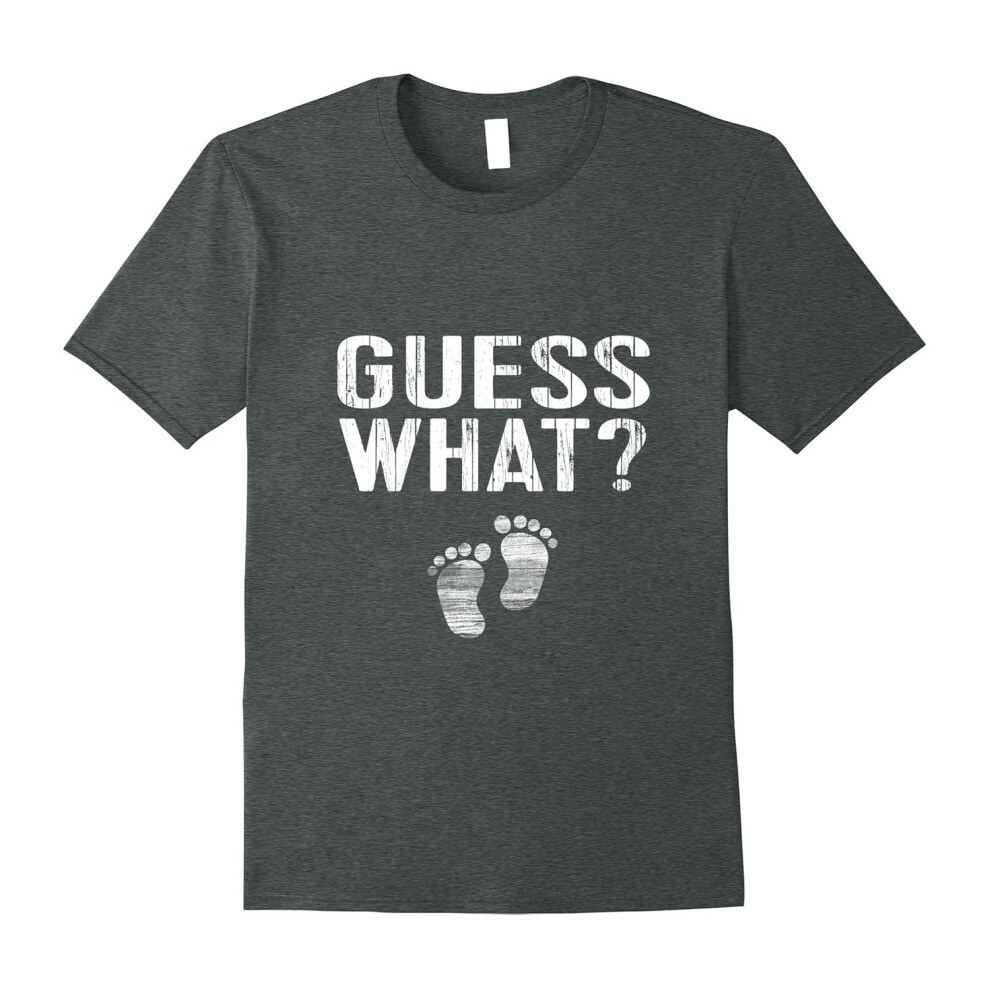 (M) Men's Pregnancy Announcement TShirt: Dad Guess What?-Father's Day