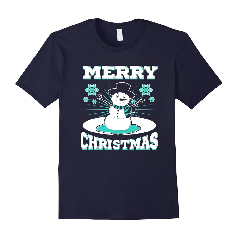 (M) Family Christmas Gifts Snowman Snowflake T Shirt-Father's Day