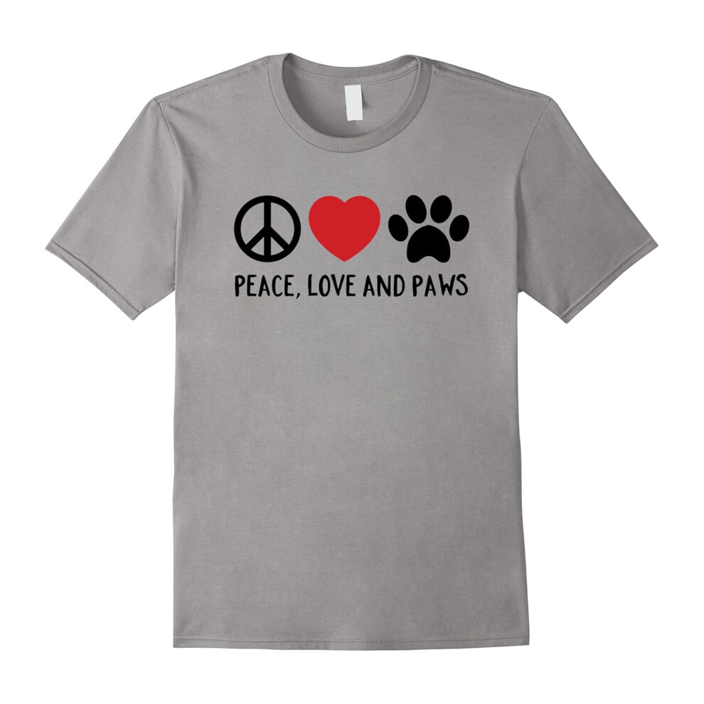 (XXL) Peace, Love and Paws Dog Lover Rescue Pet Adoption T-Shirt-Father's Day