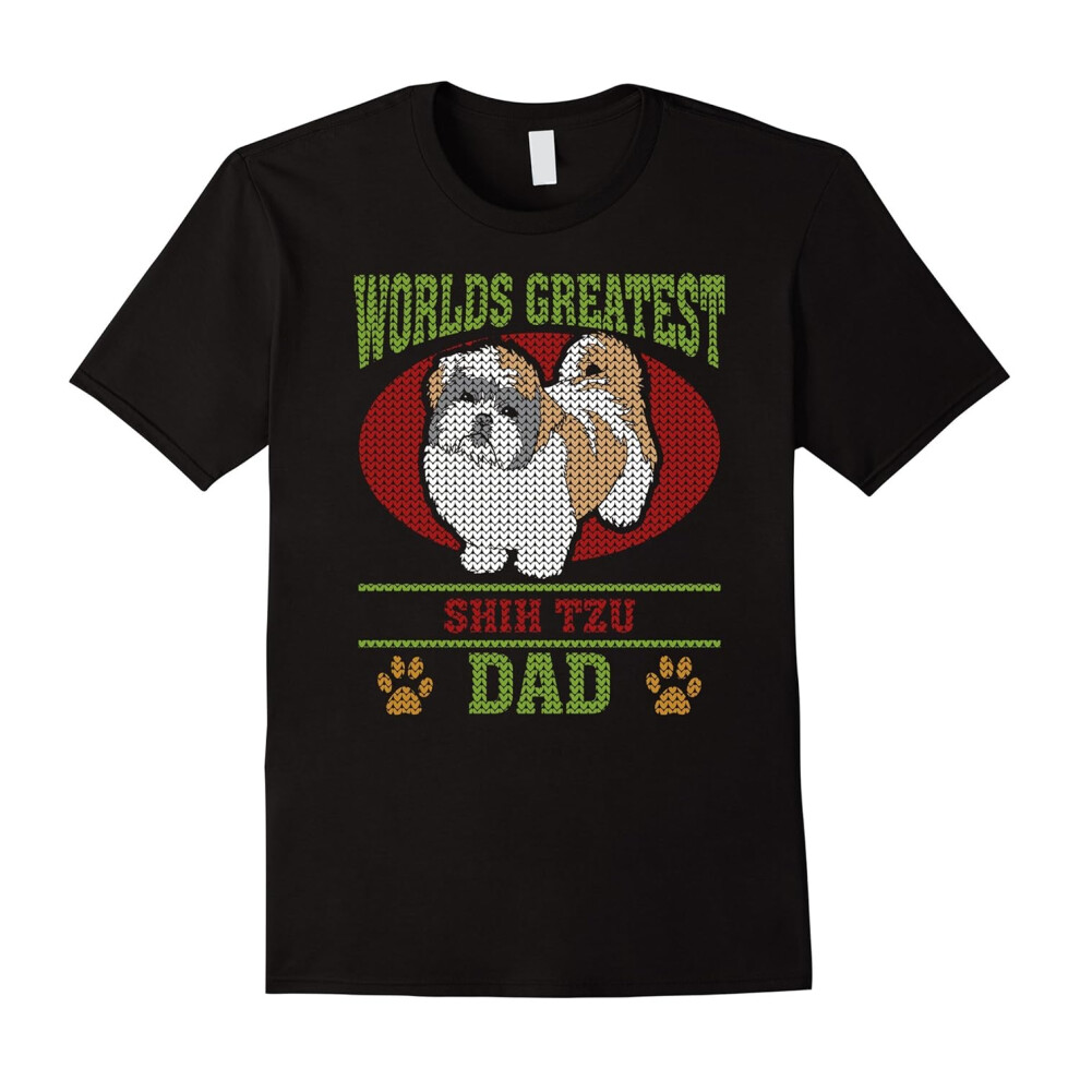 (M) Ugly Sweater Shih Tzu Dad T-shirt-Father's Day