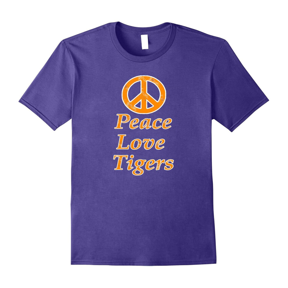 (M) Peace Love Tigers Distressed Graphic T-Shirt-Father's Day