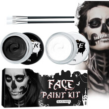 Halloween Makeup Kit, Black+White Face Paint Halloween Zombie/Skull Face/Vampire Makeup Paint, Day of the Dead Make up Kits