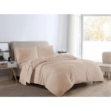 (Double, Brown) Flannellette Brushed Cotton Duvet Cover Set Thermal Bedding Warm Quilt Bed Set