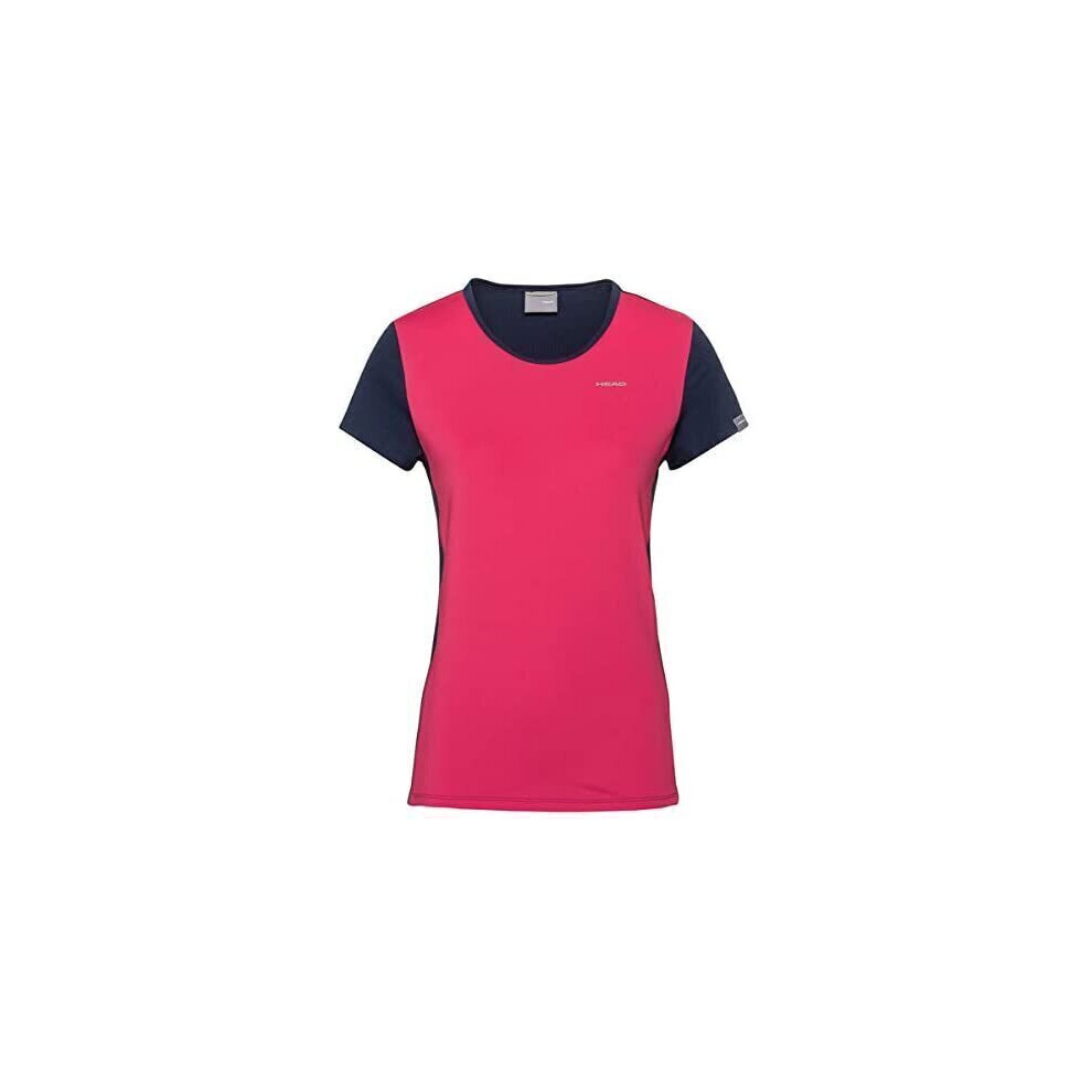 (X-Large) HEAD Girls Mia Tennis Top T-Shirt Competition Short Sleeve Tee - Pink/Dark Blue