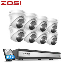 ZOSI 16CH 4K PoE Security Camera System 8pcs 5MP PoE IP Camera ColorVu