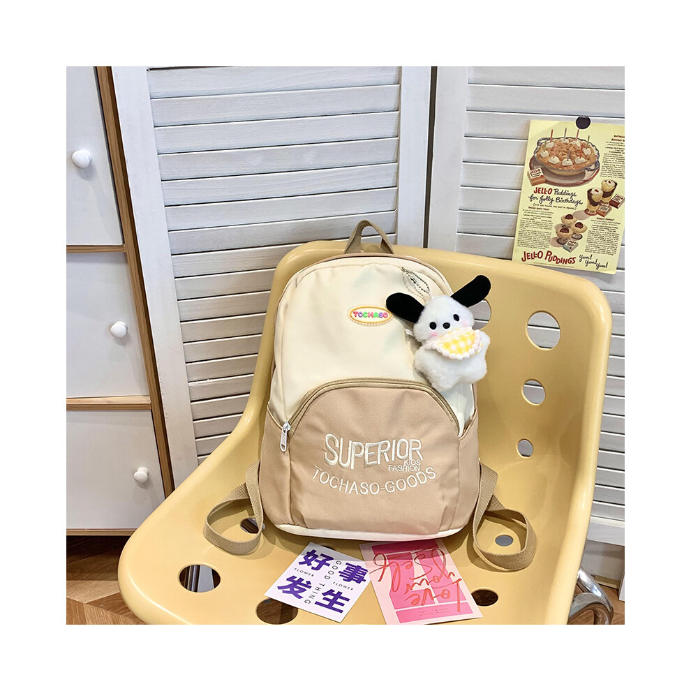 (Khaki) Adorable Lightweight Nylon Backpack For Kindergarten And School Kids In Pink Purple Blue White And Khaki-image-OPC-PFGF5WM-NEW