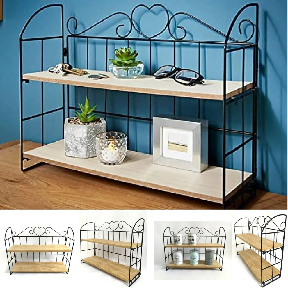 2 Tier Black Rectangle Floating Shelves Mdf Wooden Wall Book Cd Shelf 9550362890227