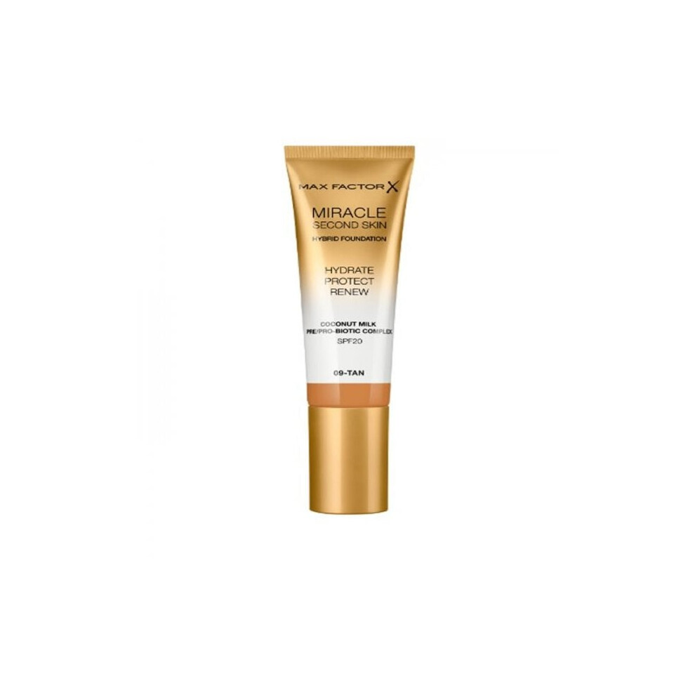 Max Factor Miracle Second Skin Foundation SPF20 30ml - 9 Tan