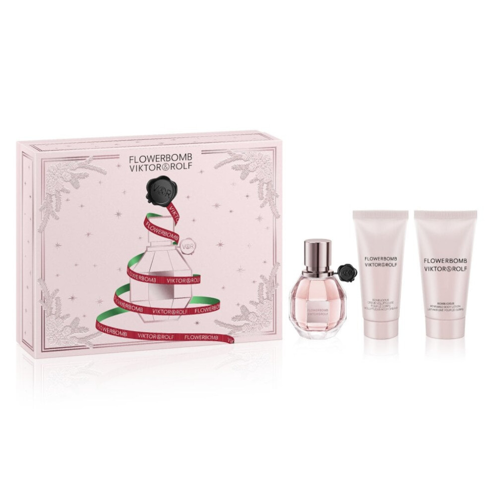 Viktor & Rolf FlowerBomb Gift Set 30ml EDP Spray + 50ml Body Lotion + 40ml Body Cream