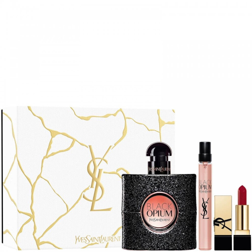 YSL Black Opium 50ml EDP Spray+10ml EDP Spray+Lipstick