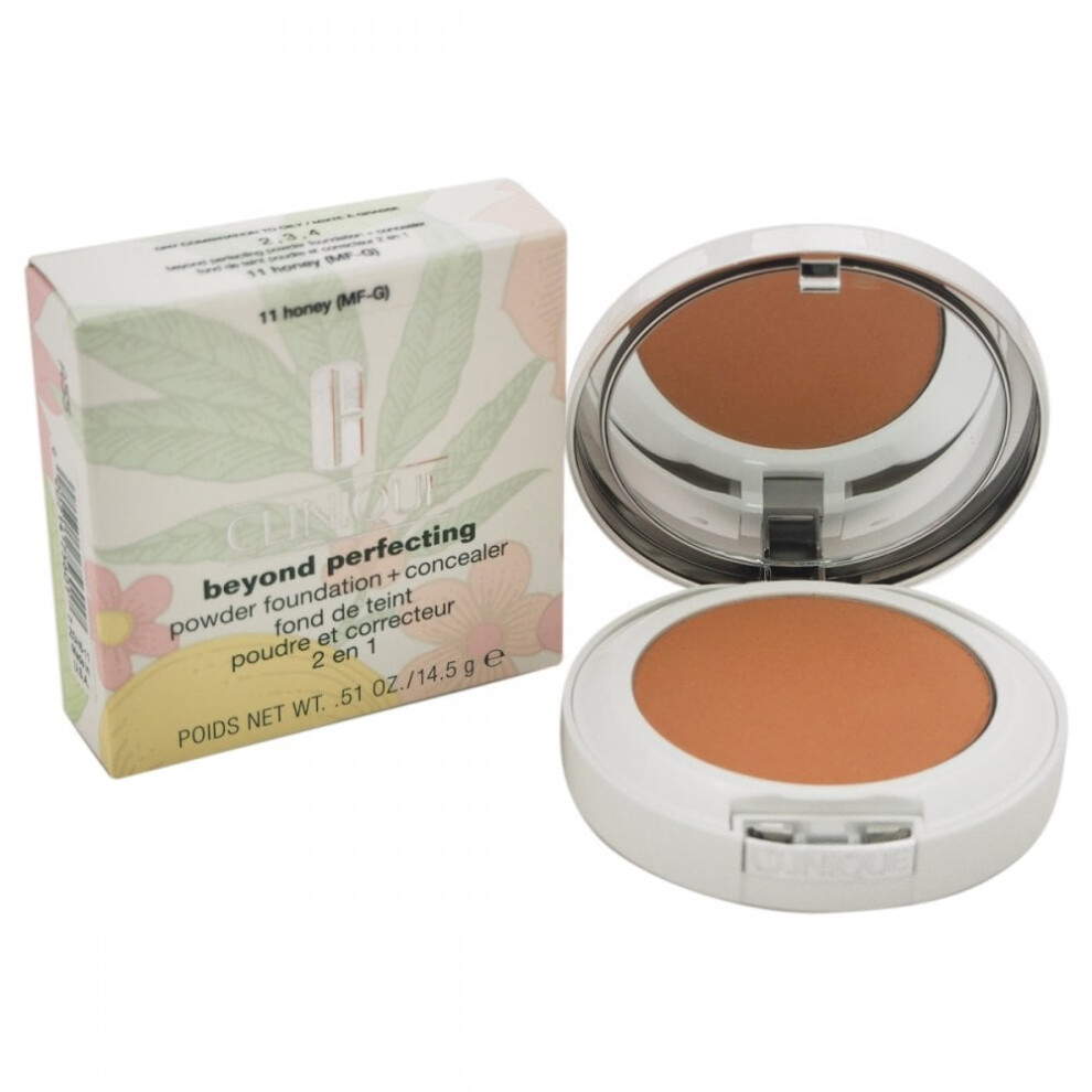 Clinique Beyond Perfecting Powder Lightweight Full Coverage Foundation + Concealer For Dry Combination to Oily Skin Types  Honey  1 Ounce