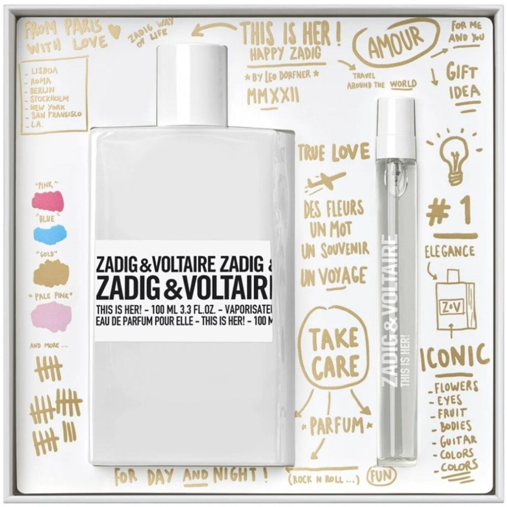 Zadig & Voltaire This Is Her! Gift Set 100ml EDP Spray + Eau de Parfum 10ml