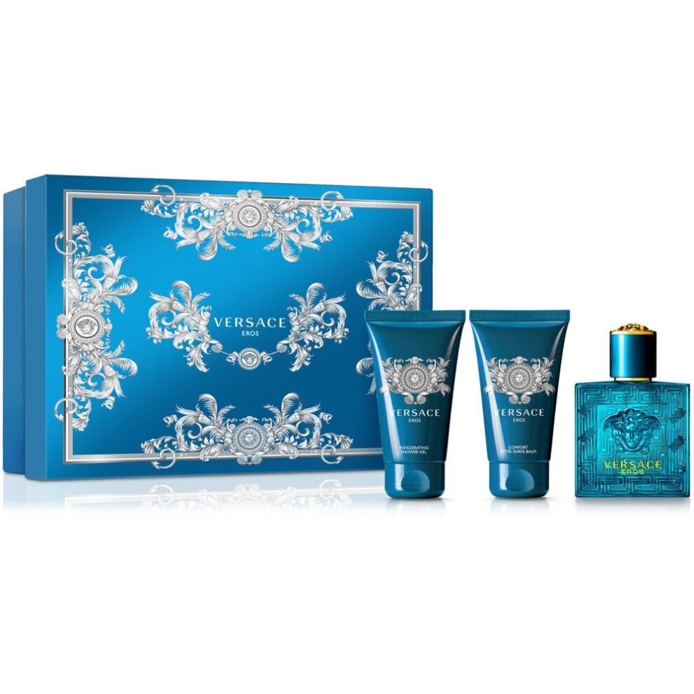 Versace Eros Gift Set 50ml EDT + 50ml Aftershave Balm + 50ml Shower Gel
