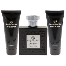 Sergio Tacchini Pure Black Gift Set 100ml EDT + 100ml Shower Gel + 100ml Aftershave Balm