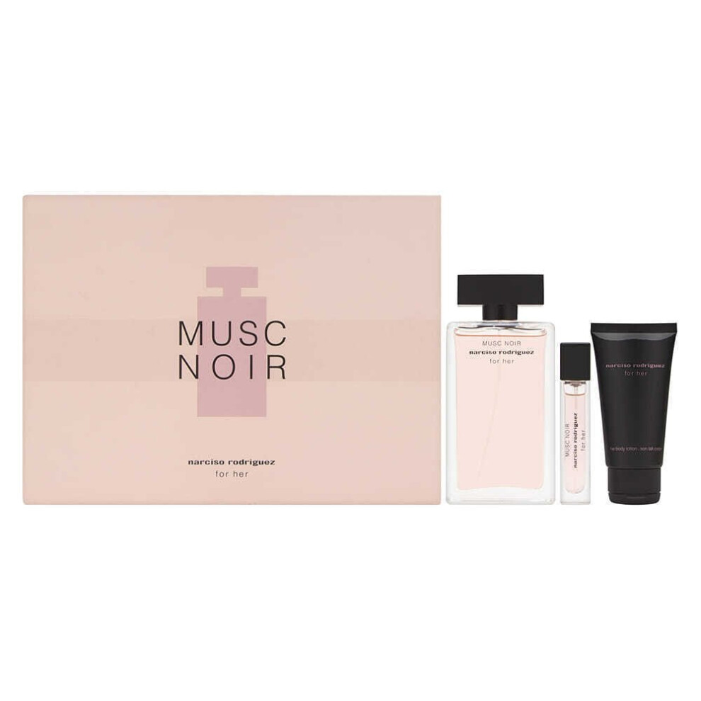 Narciso Rodriguez Musc Noir For Her Gift Set 100ml EDP Spray + 50ml Body Lotion + 10ml EDP Purse Spray