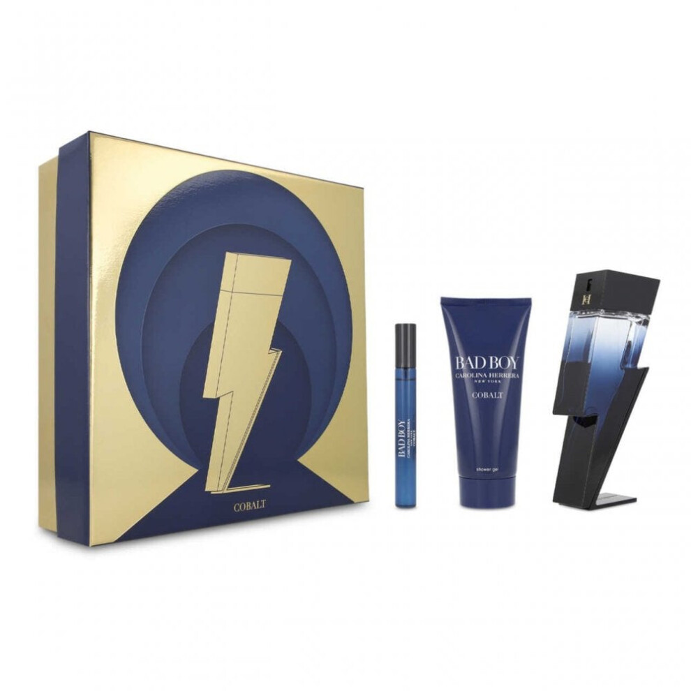Carolina Herrera Bad Boy Cobalt Gift Set 100ml EDP + 100ml Shower Gel + 10ml EDP Spray