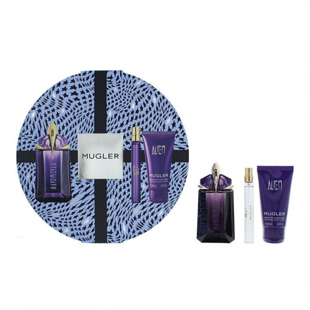 Mugler Alien Gift Set 60ml EDP Spray + Body Lotion 50ml + EDP 10ml