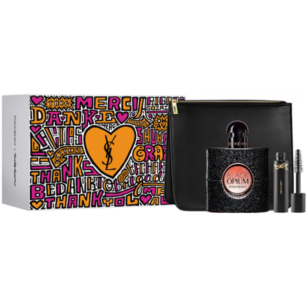YSL Black Opium Gift Set 50ml EDP Spray + Mini Mascara  + Pouch
