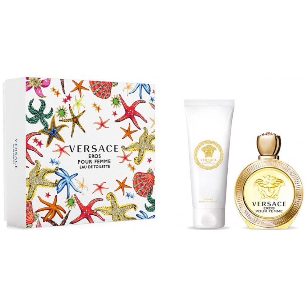 Versace Eros Pour Femme Gift Set 100ml EDT Spray + Body Lotion 150ml