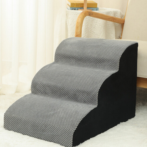 Living And Home (3 Steps,Small) Comfy Non-Slip Pet Steps with Removable Cover