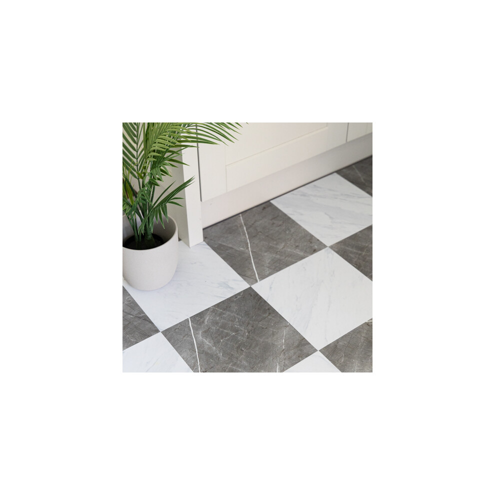 BONNEVILLE MARBLE peel and stick vinyl floor tiles (30.48cm x 30.48cm) pack qty 10 tiles (0.93sqm)