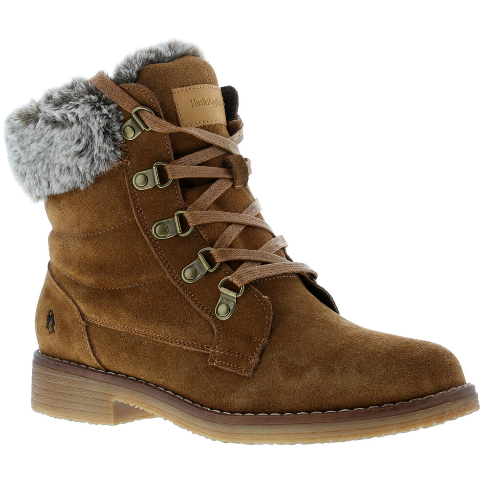 (Tan, 7 (Adults')) Hush Puppies Womens Boots Ankle Water Resistant Leather florence Lace Zip tan UK